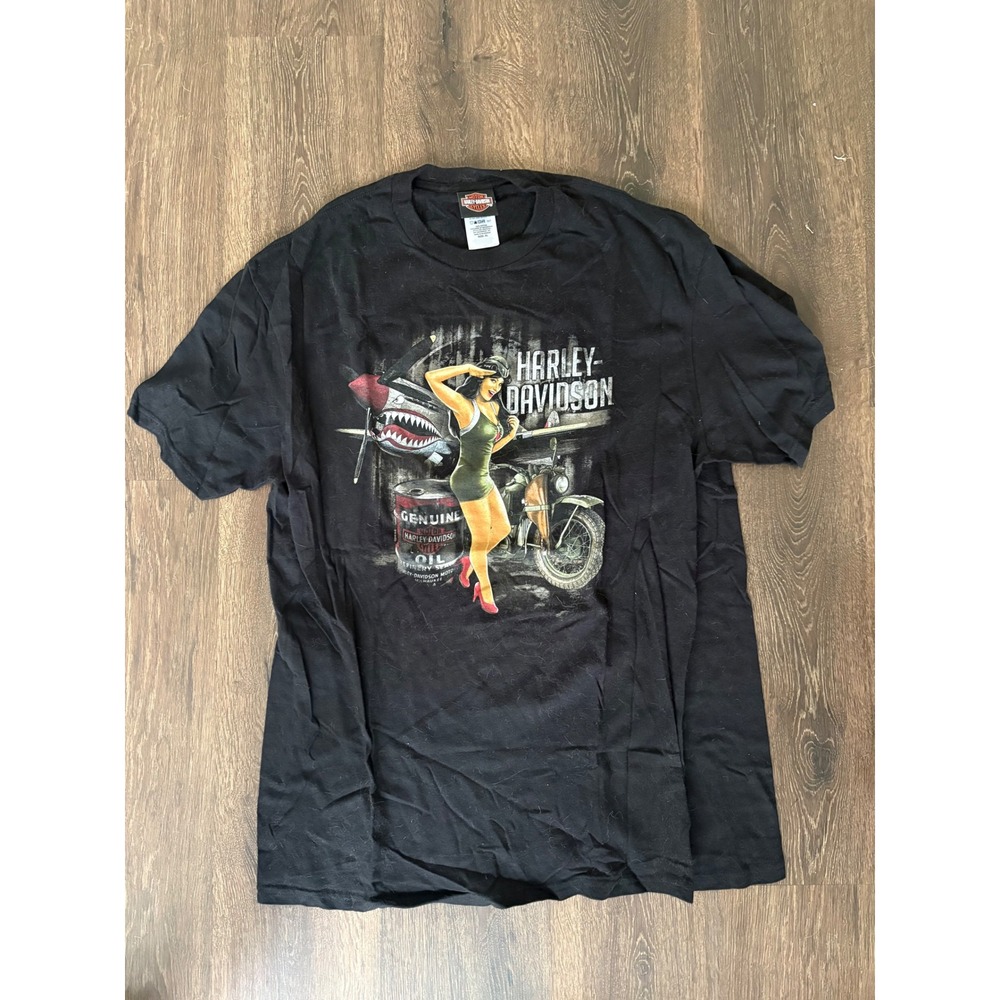 Harley-Davidson Mens Pinup Girl Graphic T-Shirt Black XL Hal's Milwaukee WI